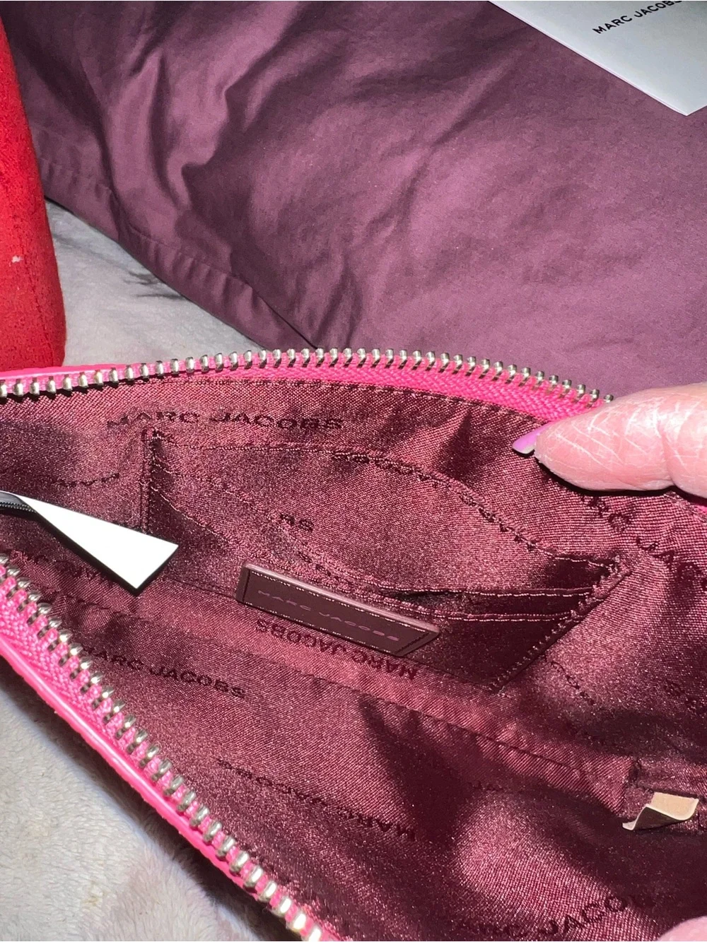 Marc Jacobs Pink Pebbled Leather Zip Pouch